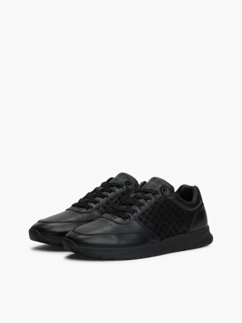 Black TH Monogram Leather Runner Trainers  Men
