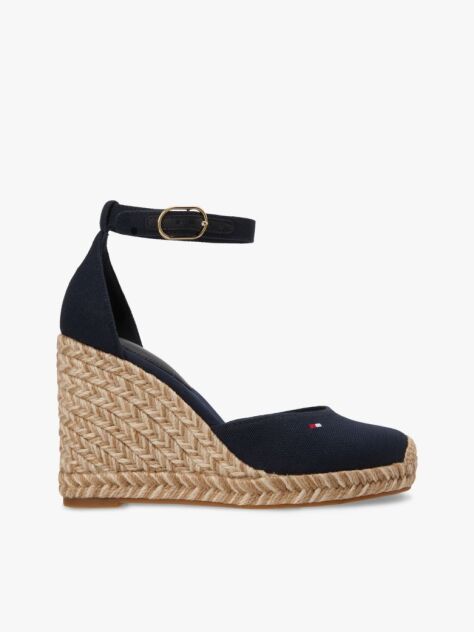 Blue Canvas High Wedge Espadrilles  Women