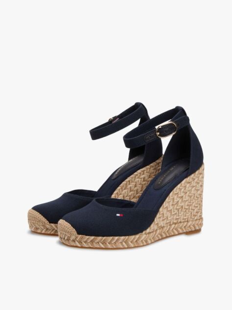 Blue Canvas High Wedge Espadrilles  Women