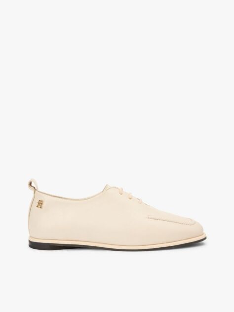 Beige TH Monogram Leather Oxford Shoes  Women