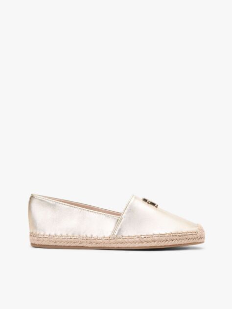 Gold TH Monogram Metallic Leather Espadrilles  Women