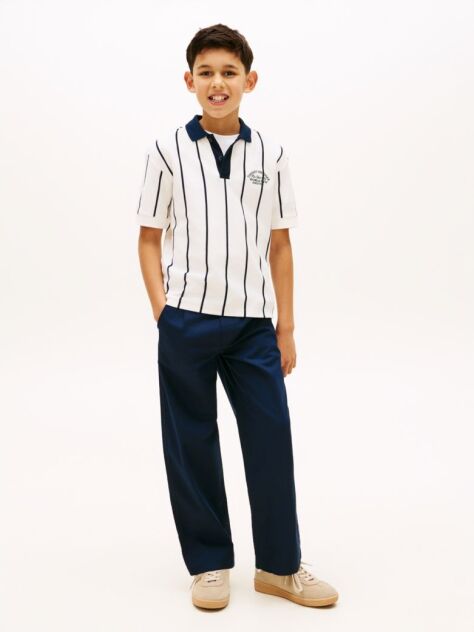 Blue Essential Flag Embroidery Relaxed Twill Trousers  Boys