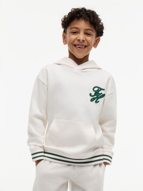 Beige Logo Embroidery Interlock Knit Hoody  Boys