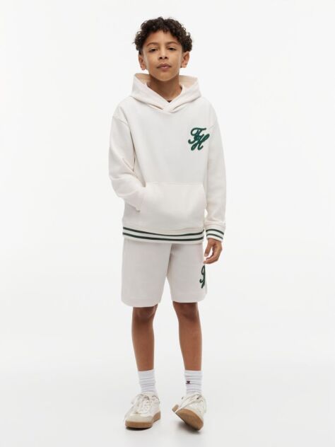 Beige Logo Embroidery Interlock Knit Hoody  Boys