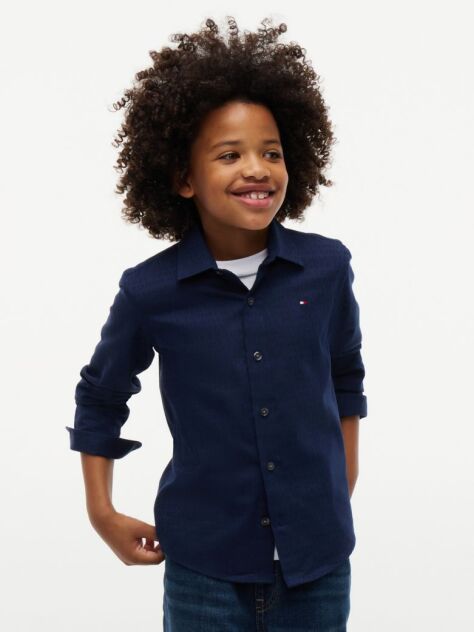 Blue Regular Fit Jacquard Shirt  Boys