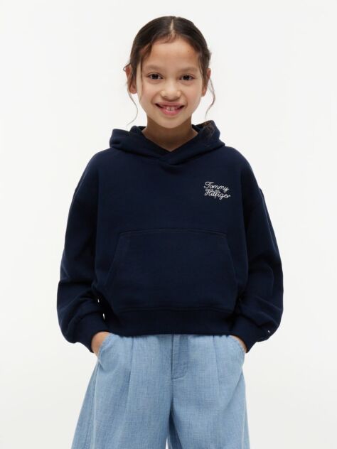 Blue Relaxed Rope Logo Hoody  Girls