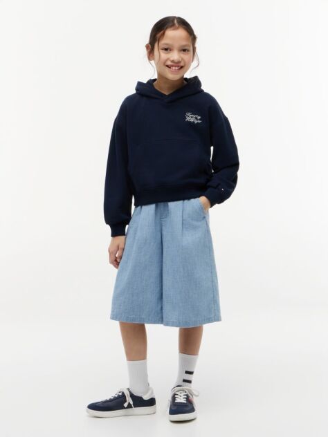 Blue Relaxed Rope Logo Hoody  Girls