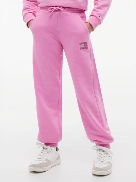 Pink Rhinestone Relaxed Terry Joggers  Girls