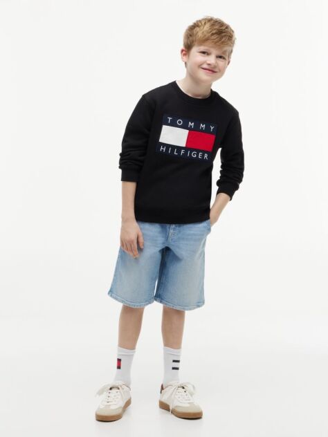 Black Heritage Flag Logo Crew Neck Jumper  Kids Unisex