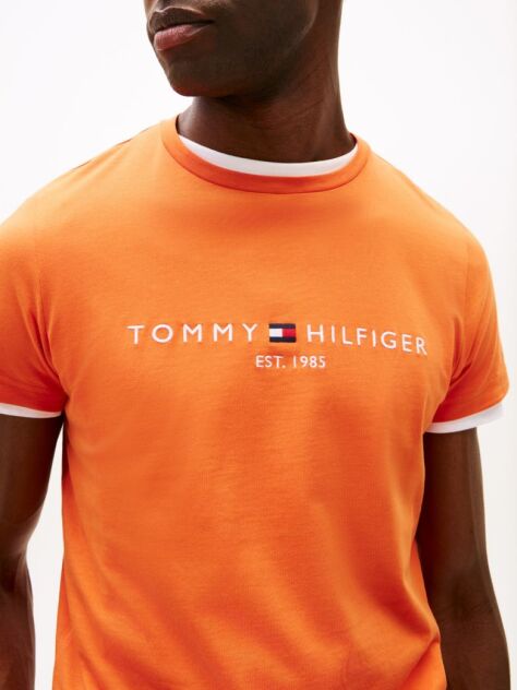 Orange Logo Slim Fit Jersey T-Shirt  Men