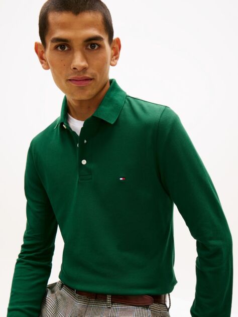 Green 1985 Collection Slim Fit Long Sleeve Polo  Men