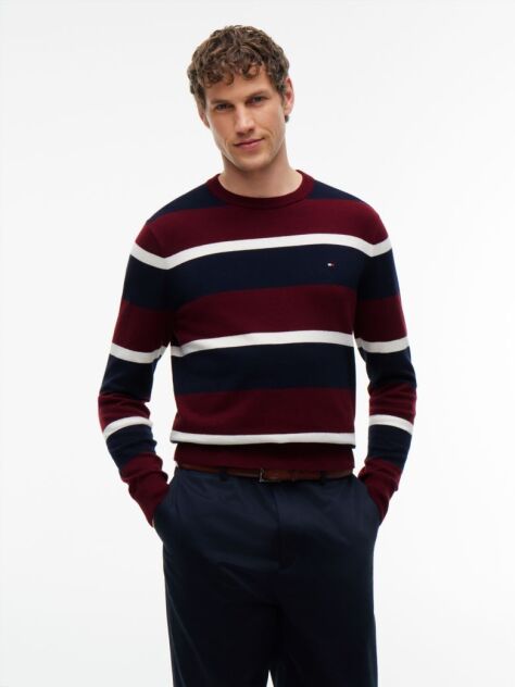 Red Cotton Cashmere Crew Neck Jumper  Men