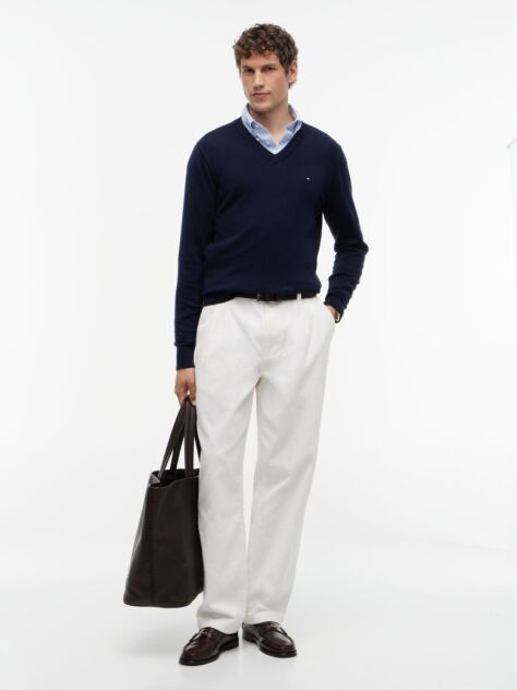 Blue V-Neck Regular Fit Jumper  Men