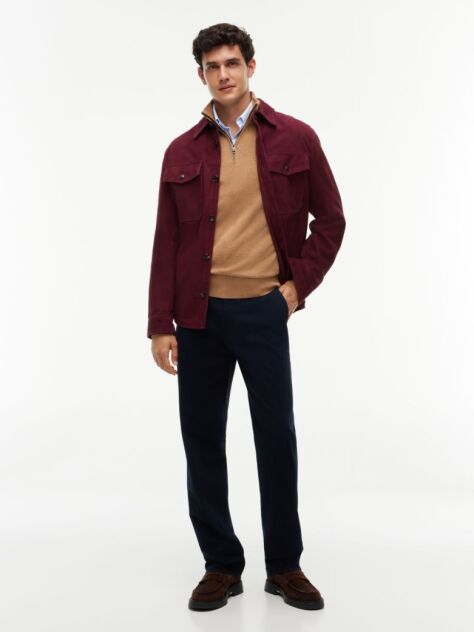 Brown Zip-Neck Jumper  Men