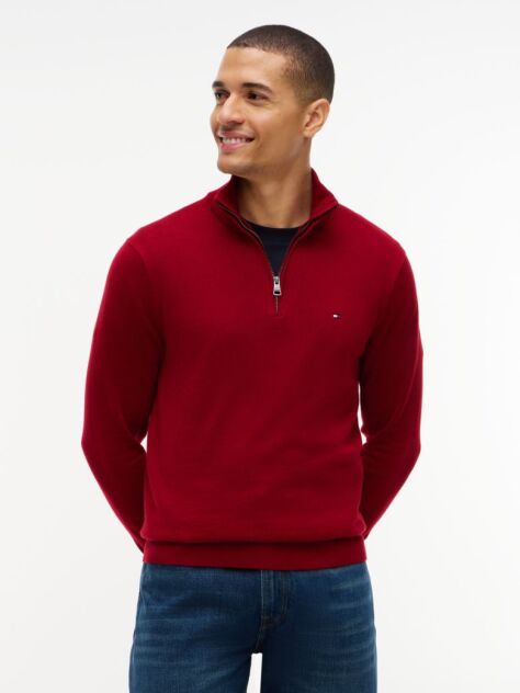 Red Zip-Neck Jumper  Men