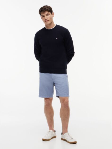Blue Crew Neck Textured Knit Jumper  Men