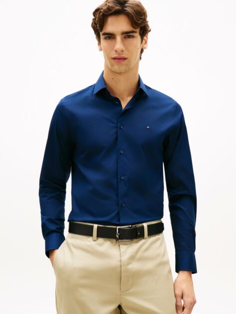 Blue Flex Slim Fit Poplin Shirt  Men