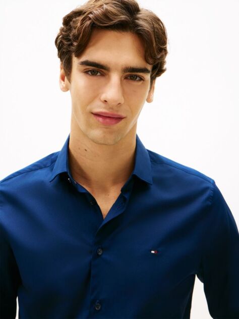 Blue Flex Slim Fit Poplin Shirt  Men