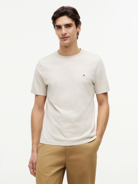 Beige Flag Embroidery T-Shirt  Men