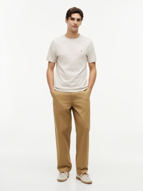 Beige Flag Embroidery T-Shirt  Men