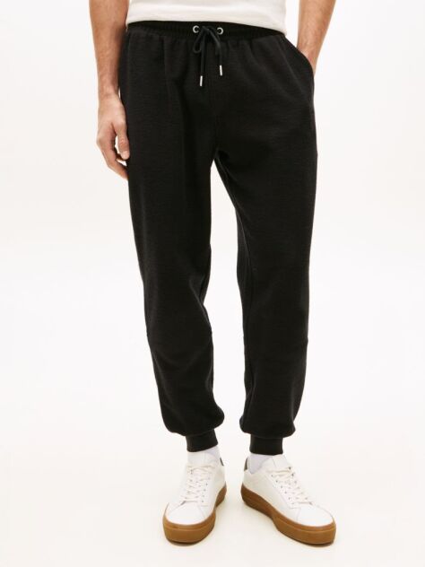 Black Logo Embroidery Cuffed Leg Joggers  Men