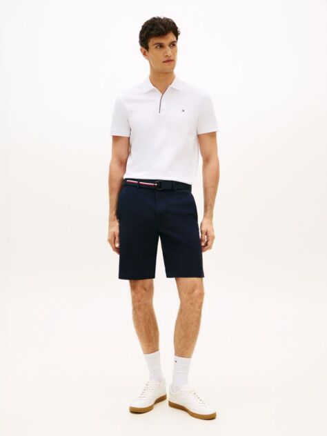 Blue Denton Belted Twill Slim 9.5" Inseam Shorts  Men