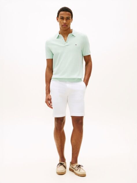 White Denton Twill Slim 9.5" Inseam Shorts  Men