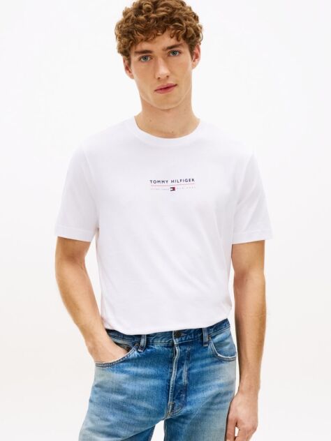 White Logo Jersey Crew Neck T-Shirt  Men