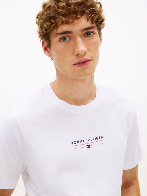 White Logo Jersey Crew Neck T-Shirt  Men
