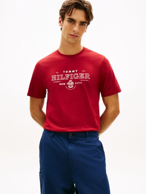 Red Heritage Graphic Crew Neck T-Shirt  Men