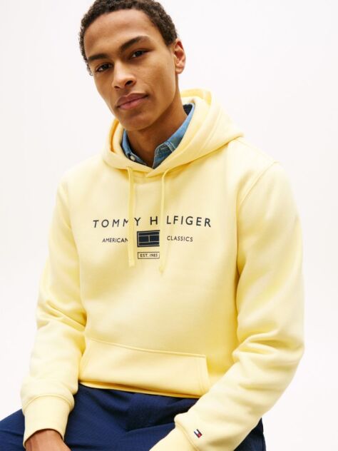Yellow Logo Terry Drawstring Hoody  Men