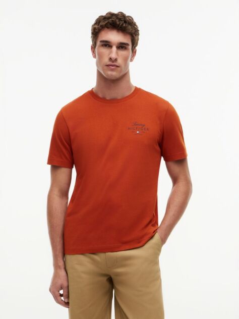 Orange Logo Jersey Crew Neck T-Shirt  Men