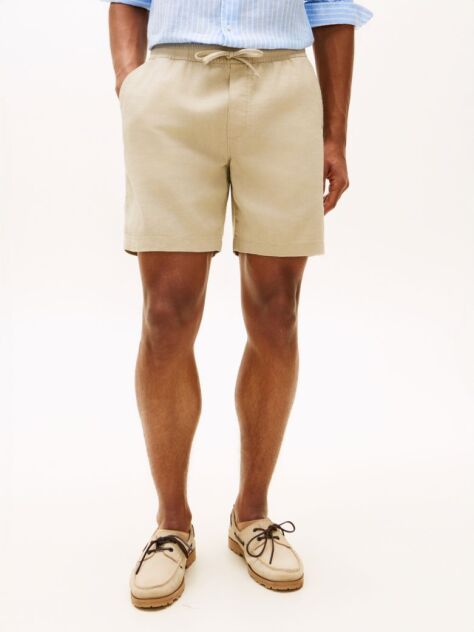 Khaki Dover Linen Blend 8" Inseam Chino Shorts  Men