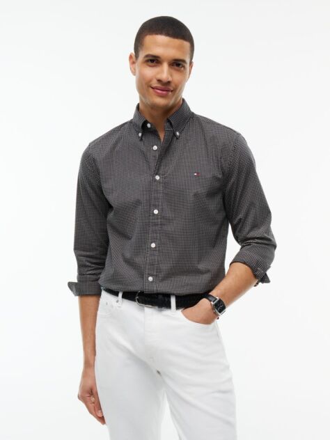 Grey Regular Fit Flex Gingham Shirt  Men