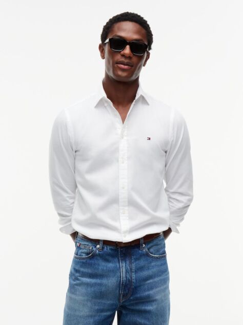 White TH Flex Slim Fit Dobby Shirt  Men