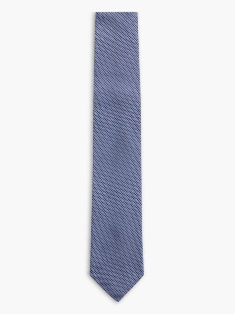 Blue New York Label Pure Silk Micro Pattern Tie  Men