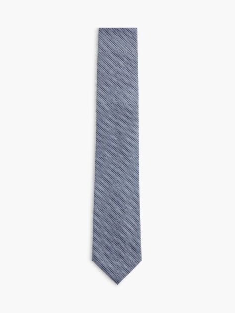 Blue New York Label Pure Silk Micro Pattern Tie  Men