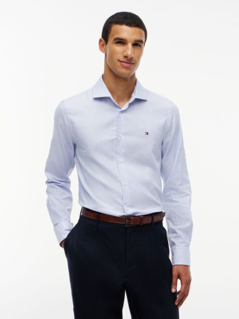 Blue Slim Fit Oxford Stripe Shirt  Men