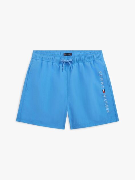 Blue Original Logo Embroidery Mid Length Swim Shorts  Boys