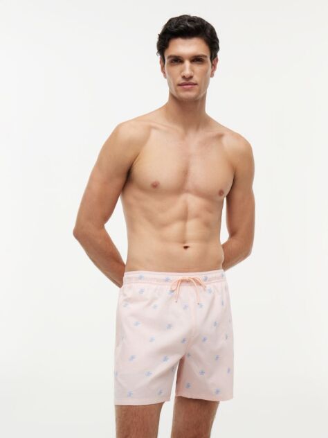 Orange Ithaca Embroidery Mid Length Swim Shorts  Men