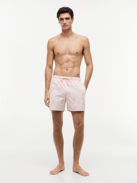 Orange Ithaca Embroidery Mid Length Swim Shorts  Men