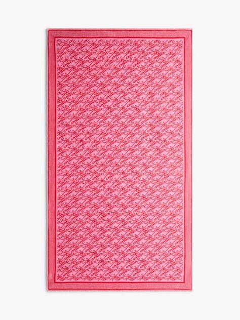 Pink Essential Logo Yarn Dyed Velour Beach Towel  Unisex