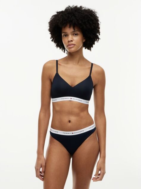 Blue 3-Pack Logo Waistband Thongs  Women