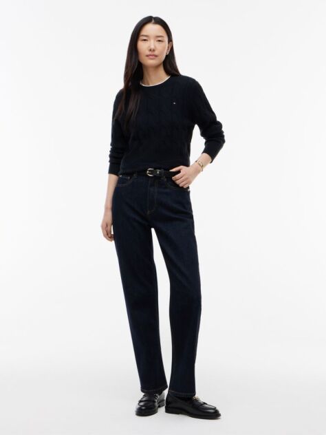 Black Pure Wool Cable Knit Jumper  Women