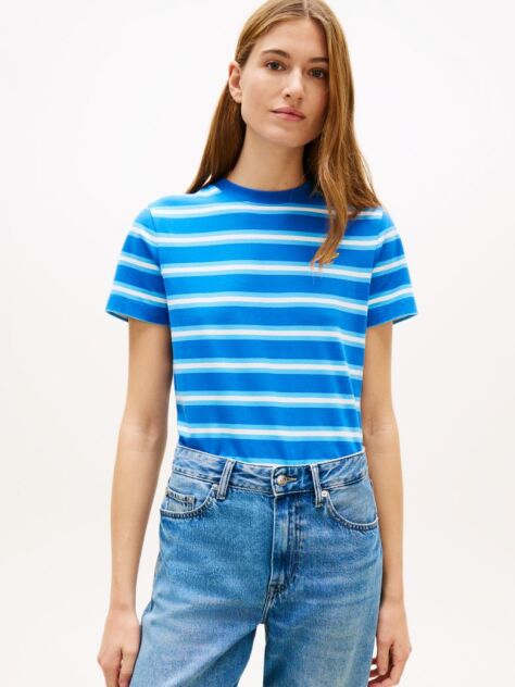 Multi Logo Embroidery Jersey Crew Neck T-Shirt  Women