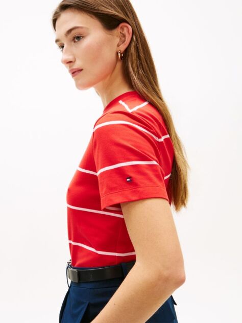 Multi Logo Embroidery Jersey Crew Neck T-Shirt  Women