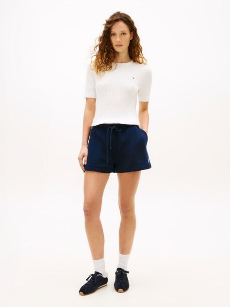 Blue Logo Embroidery Terry Sweat Shorts  Women