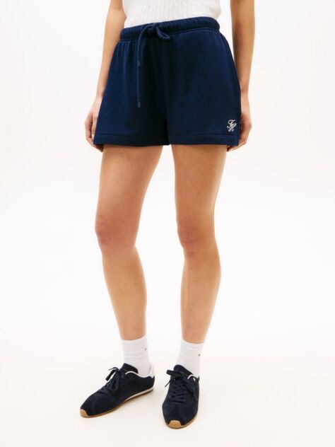 Blue Logo Embroidery Terry Sweat Shorts  Women