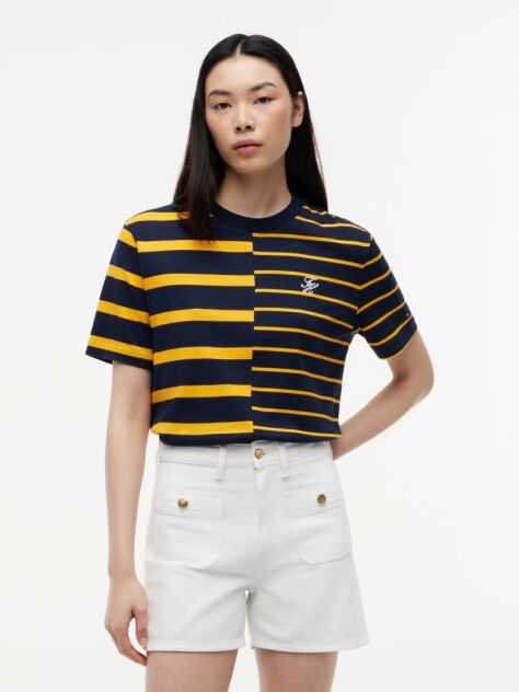 Multi Mixed Stripe Relaxed Crew Neck T-Shirt  Women
