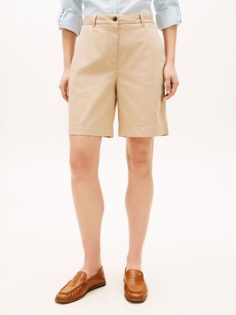 Beige Washed Regular Chino Shorts  Women
